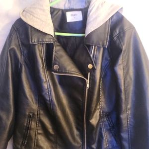 Rue 21™ Hooded Faux Leather Moto Jacket